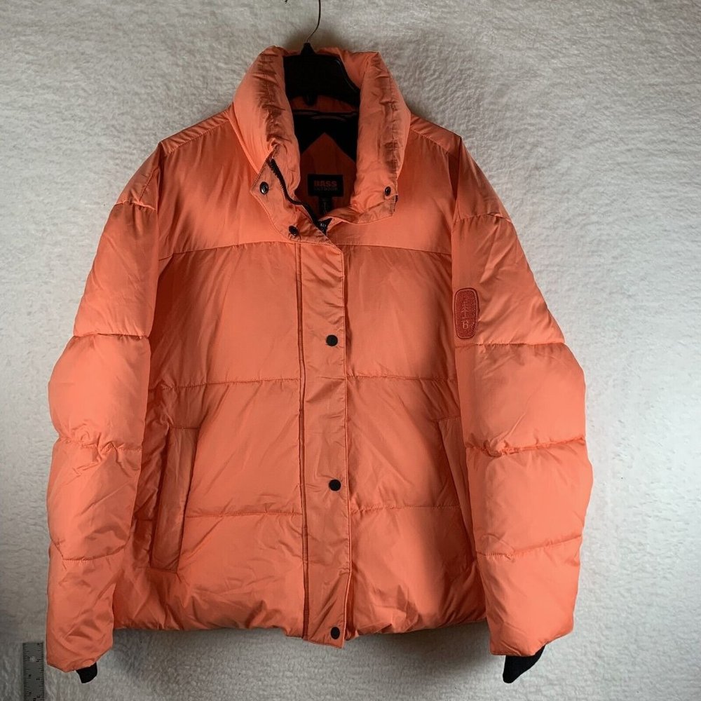 Bass‎ Outdoor Jacket Women's XL Orange Pockets Long Sleeve Puffer Full Zip 7690